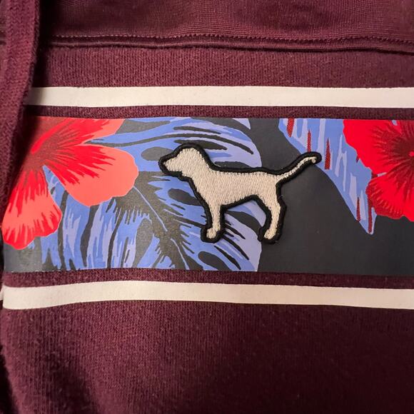 Vintage Y2k 1990's PINK Burgandy Floral Dog Long Sleeve Full Zip Hoodie Medium - Picture 8 of 16